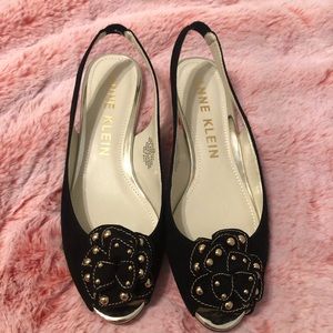 Anne Klein sling back peep toe flats size 9